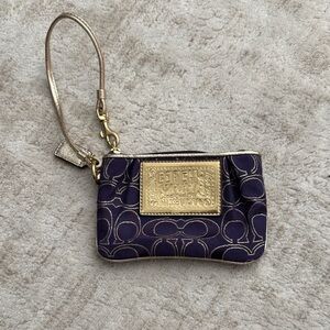 Coach Purple and Gold Geometric Clutch